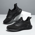 thumbnail image 4 of Men's All-Black Breathable Knit Running Shoes, Lightweight Lace-Up Athletic Sneakers, Non-Slip Casual Footwear for Gym, Walking, and Everyday Activities, 4 of 10
