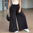 thumbnail image 4 of Women's High Waisted Wide Leg Pants Side Slit Flowy Palazzo Trousers Casual Yoga Yoga Pants, 4 of 6