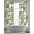 thumbnail image 6 of Sage Green Geometric Semi Sheer Window Curtains 84 Inches Long, Modern Abstract Art Botanical Rod Pocket Voile Silky Chiffon Curtain Light Filtering Drapes for Living Room, Kitchen, 52"x84", 2 Panels, 6 of 9