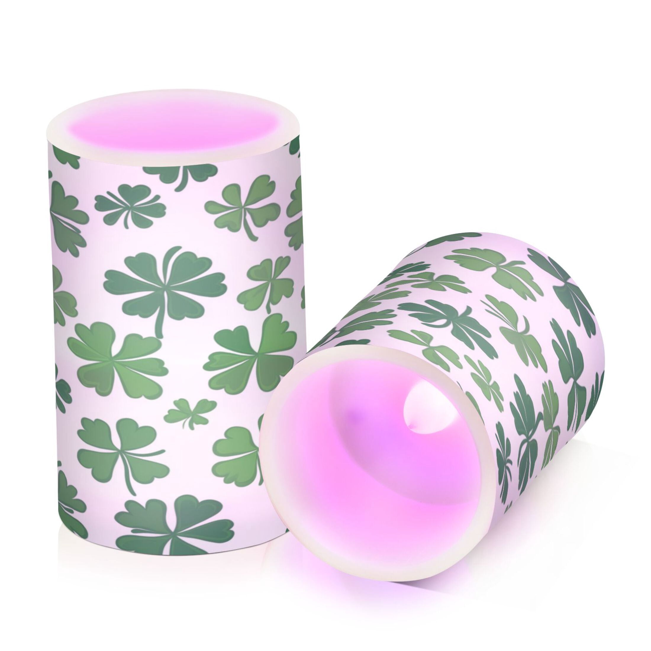 2 PCS Flameless Candles with Remote Timer LED Battery Operated Flickering Candle Light for Wedding Table Home Decoration Gifts Shamrock Pattern
