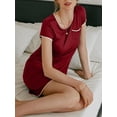 thumbnail image 4 of Avidlove Women Nightgown Short Sleeve Sleep Dress Satin Trim Gown Sleepwear with Pocket Nightshirt, 4 of 7