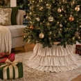 thumbnail image 5 of Christmas Tree Skirt 26.77in Champagne Satin-Look Double Ruffle Collar, 5 of 6