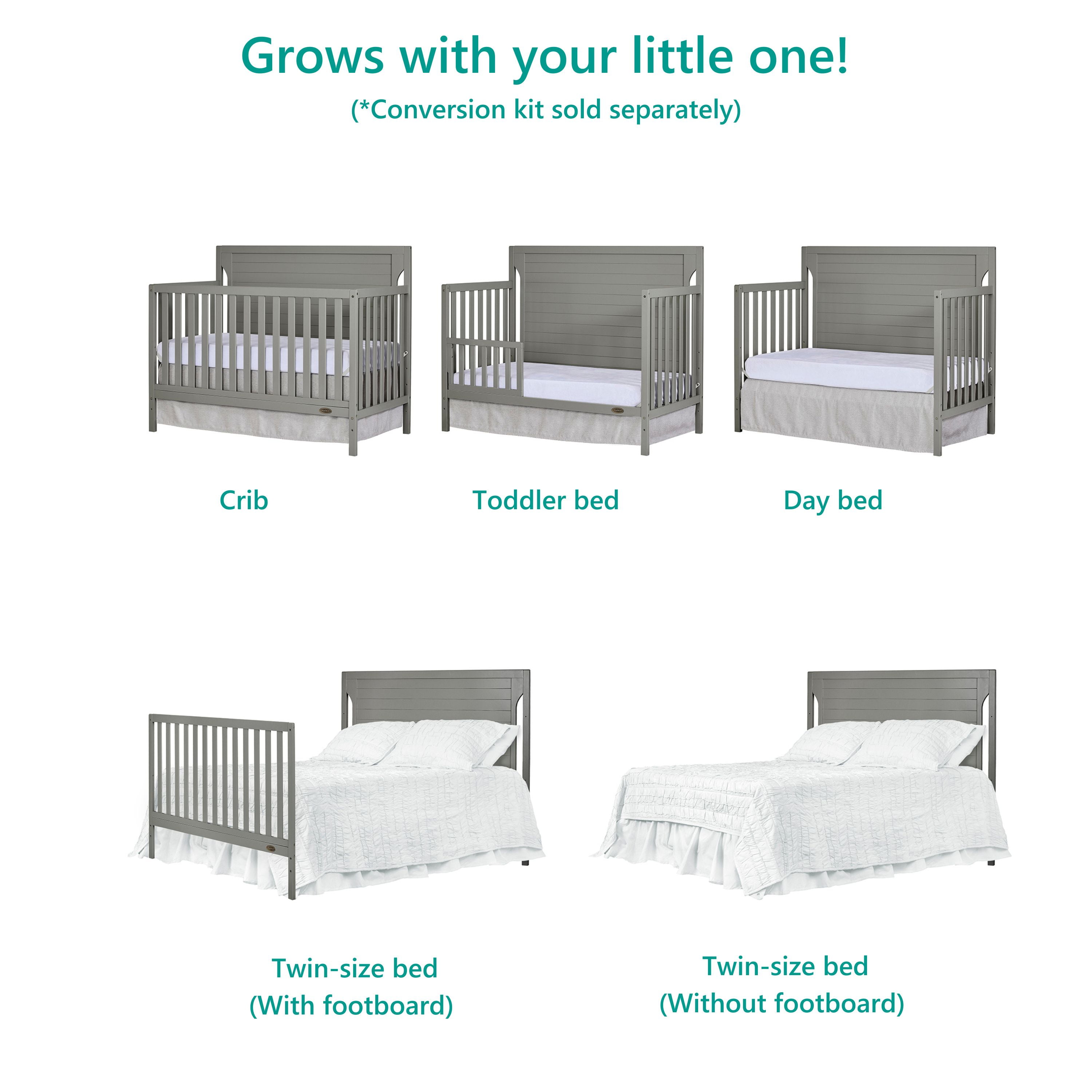 Dream On Me Cape Cod 5-in-1 Convertible Crib, Storm Gray