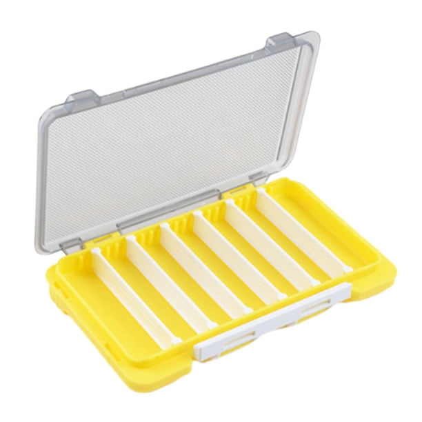 Caja de aparejos de pesca de doble cara, contenedor de señuelos, práctica caja para cebos con mosca Amarillo