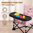 thumbnail image 5 of Silla de bebé portátil, silla de playa para bebé, silla de camping para bebé con bandeja para niña, correas de diseño para sillas de cocina, uso en interiores y exteriores (rosa), 5 of 5