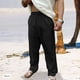 thumbnail image 1 of Pantalones largos para hombre, moda casual, con bolsillos, cintura elástica, cordón ajustable, pantalones largos rectos de poliéster para hombre., 1 of 9