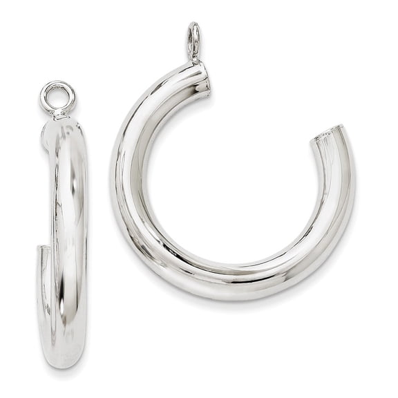 14k White Gold Polished Tube Hoop Earrings Jackets - 1.5 Grams - Measures 29x3mm Wide