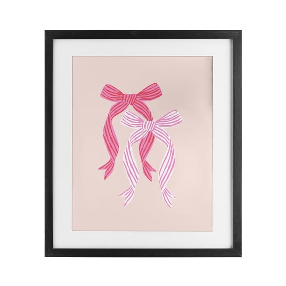 Stupell Industries Art Deco Striped Bows on Pink Black Framed Print Under Glass, 13 x 16, by Krissy Mast