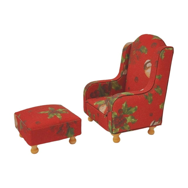 Conjunto de muebles para casa de muñecas, accesorios para fotos, mini sofá otomano vintage, regalos de cumpleaños, decoración, modelos de muebles para Rojo