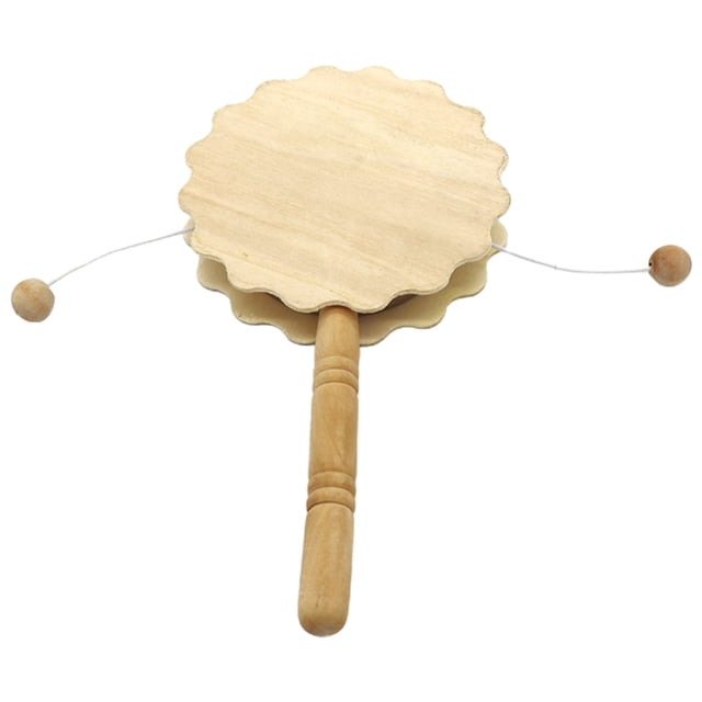 SHISUYAN Unfinished Wood Craft DIY Painted Rattle-drum DIY Painting Wood Rattle-drum Model DIY Supply