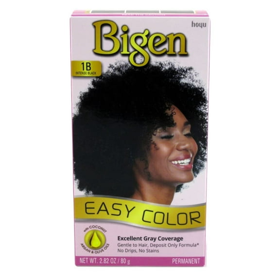 Bigen Easy Hair Color Permanent #1B Intense Black Kit with Aloe & Olive Oil, 1 Count, 3 Pack
