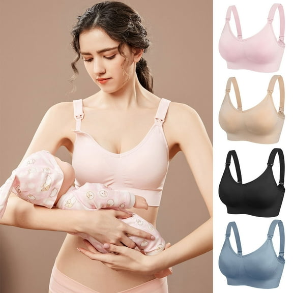 Darzheoy Bras for Women No Underwire Ladies Comfortable Breathable No Steel Ring Front Buckle Breastfeeding Bra Ladies Underwear Strapless Bra 42/95CD