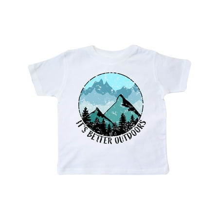 

Inktastic It s Better Outdoors Mountains in Blue Distressed Gift Toddler Boy or Toddler Girl T-Shirt