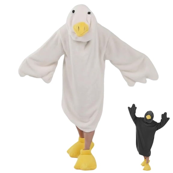 Snuggy Ducks, Goose Blanket Hoodie, Funny Duck Rubber Wearable Blanket Hoodies, Goose Blankets White Duck Costume