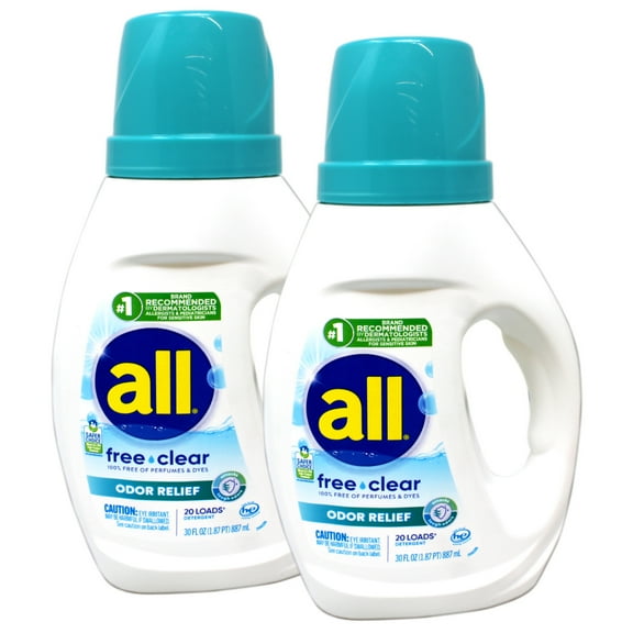 2 Pack - All Liquid Laundry Detergent, Free Clear with Odor Relief, 20 Loads, 36 fl oz