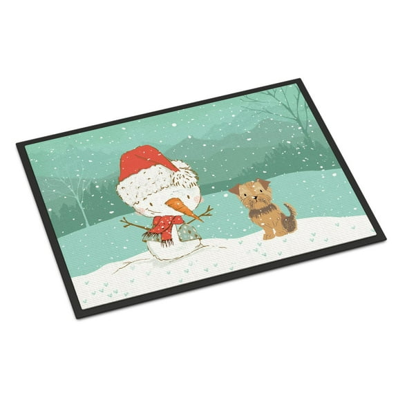 Carolines Treasures CK2099MAT Yorkie Natural Ears Snowman Christmas Door Mat Indoor Rug or Outdoor Welcome Mat 18x27