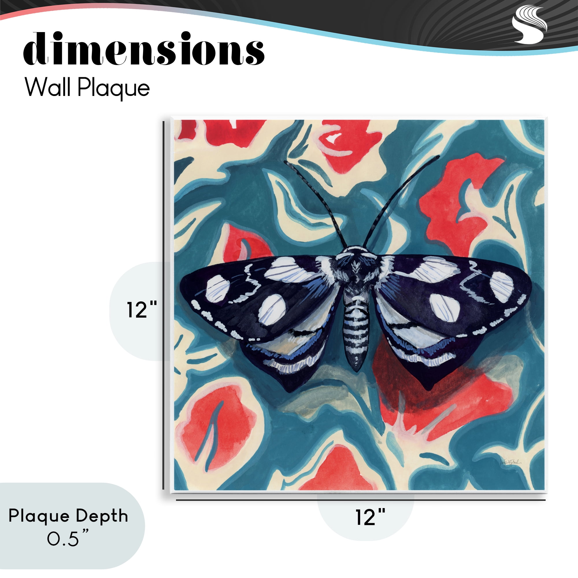 Stupell Industries Symmetrical Moth On Beautiful Flowers Wall Plaque Art, design by Kate Jarvik Birch