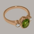 thumbnail image 4 of LBG British Made 18k Rose Gold Natural Peridot & Cubic Zirconia Womens Engagement Ring - 33 size options - Size 6, 4 of 6
