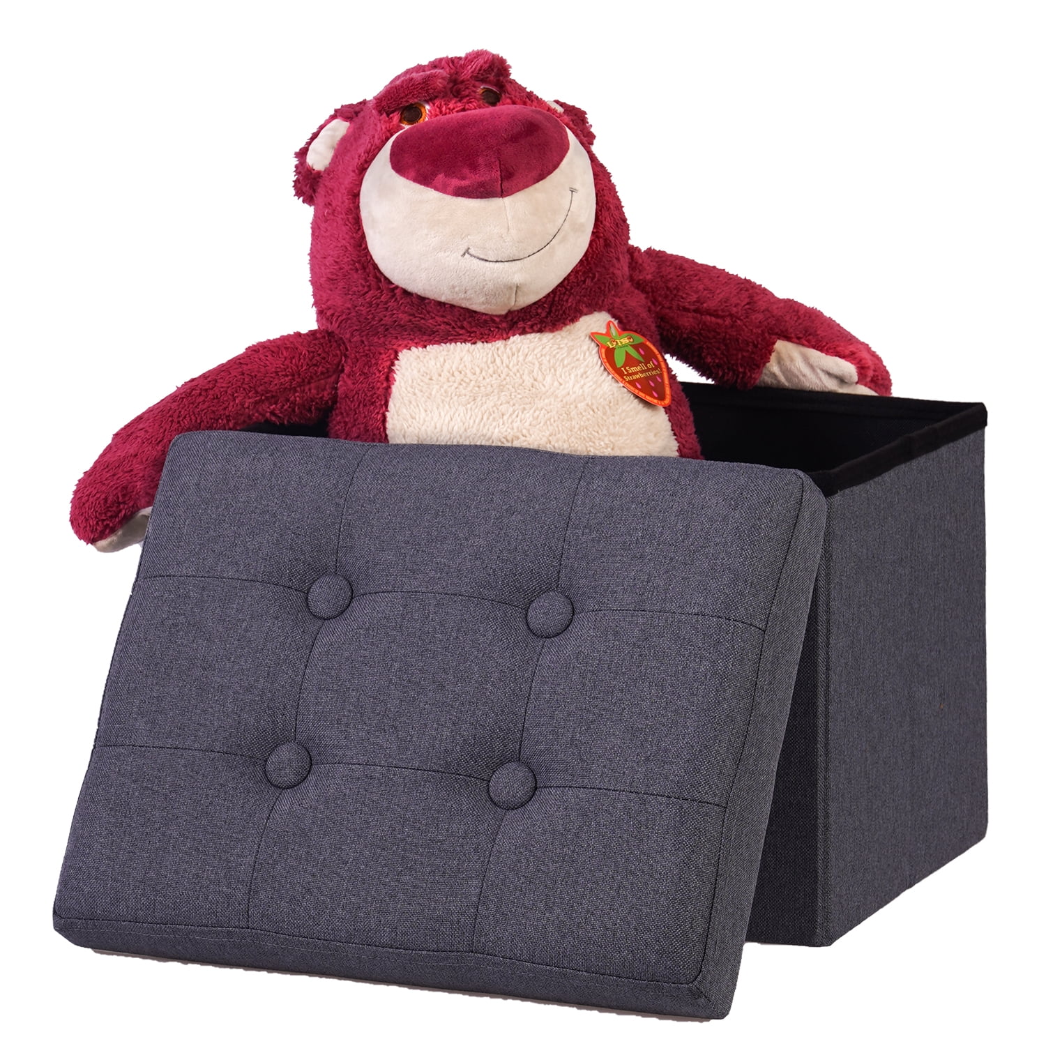 Storage Ottoman Cube - Ottoman as Stool, Foot Rest & Stepping Stool - Folding with Padded Seat Gray