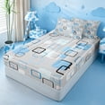 thumbnail image 2 of meiyoeat Abstract Geometric Plaid Zipper Twin Comforter Sets with Fitted Sheet and 2 Pillowcases For Kids,Modern 3D Grid Print Zipper Bedding Set For Adults,Light Gray Reversible,4 Pieces, 2 of 7
