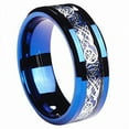 thumbnail image 4 of Wedding Rings Men & Women 8mm Blue Tungsten Wedding Band Silver Celtic Knot, 4 of 7