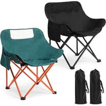 2 Pack Compact Camping Chairs Portable Folding for Outside with Carry Bag Lightweight Moon Chairs for Travel Picnic Hiking Beach Fishing, 600D Oxford, Supports 330lbs(Green, Black)