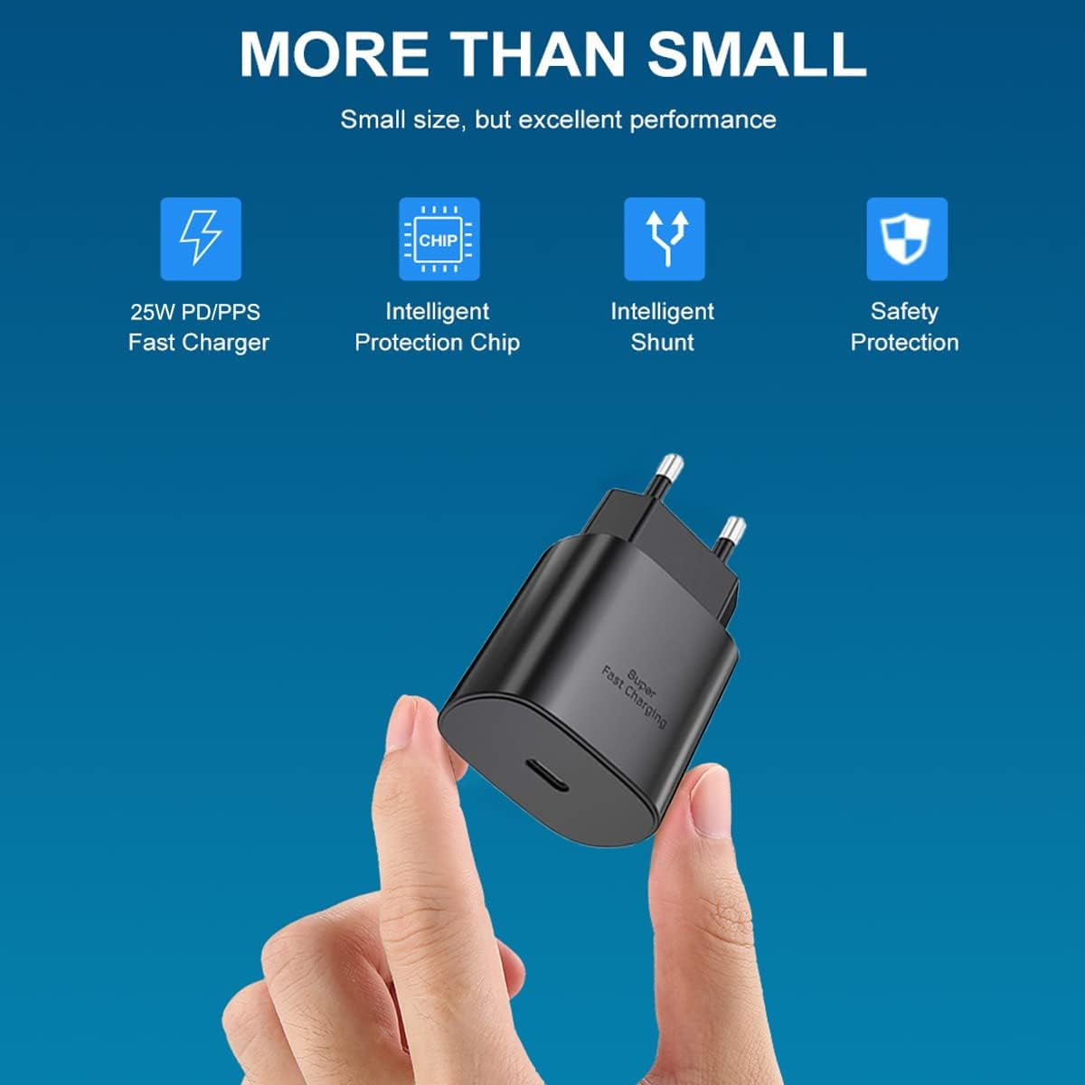 RGHJAR-25W Europe USB Type C Super Fast Wall Charger European Travel Adapter Block for Samsung Galaxy S26 S25 S24 S23 S22 S21 Ultra Plus A25 A15 A53 A52 iPhone Pixel Euro EU International PD/PPS 6.6f