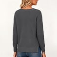 thumbnail image 4 of Fesfesfes Women's V-Neck Drop Shoulder Knit Sweater with Side Slit Long Sleeve Loose Fit Solid Color Soft Warm Casual Pullover Top for Fall Winter Daily Wear, 4 of 9
