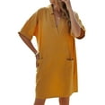 thumbnail image 4 of Xuanfei Women V Neck Side Pockets Half Sleeves Mini Dress, 4 of 7