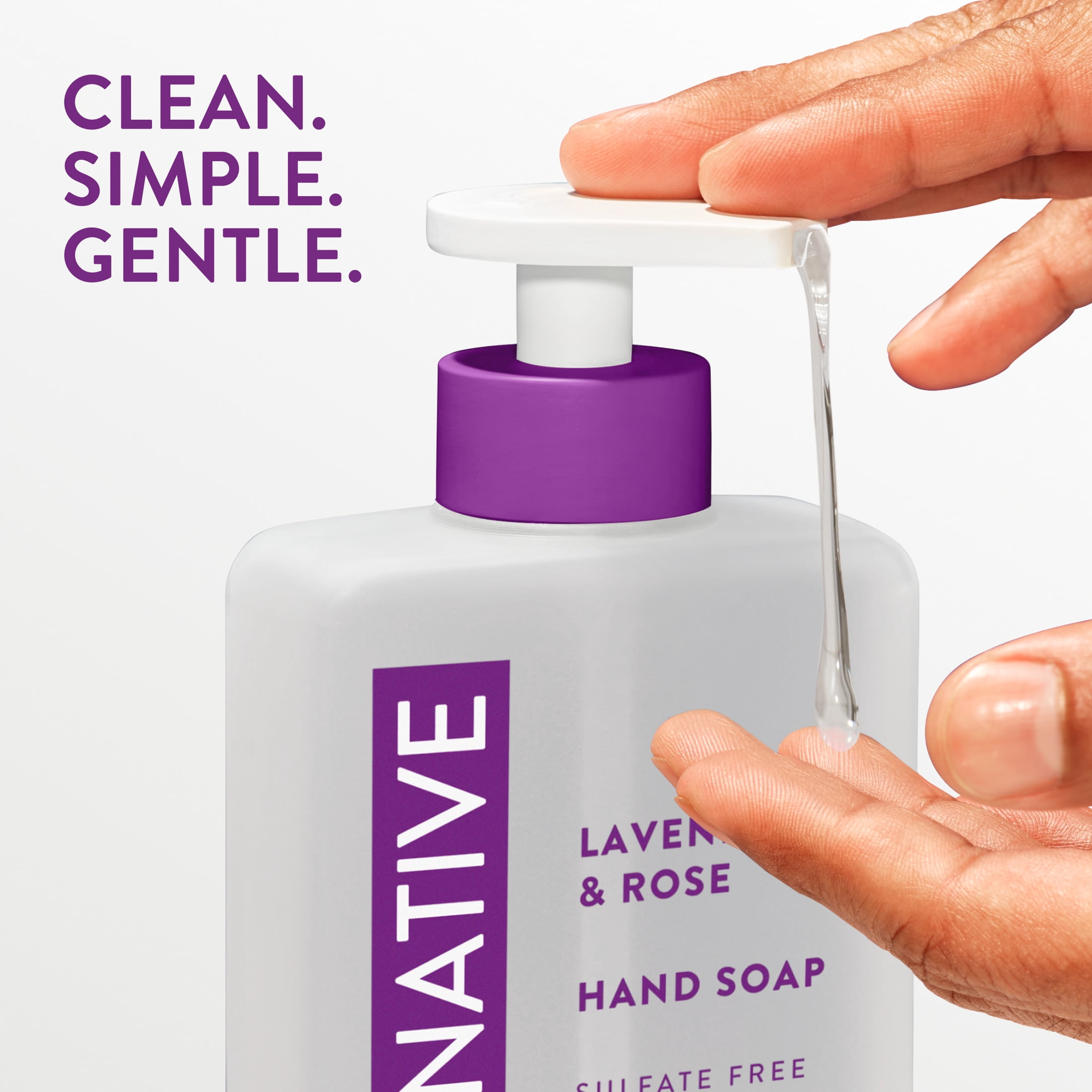 Native Liquid Hand Soap, Lavender & Rose, Non-drying, Naturally Derived Cleansers, Sulfate Free, 13 fl oz