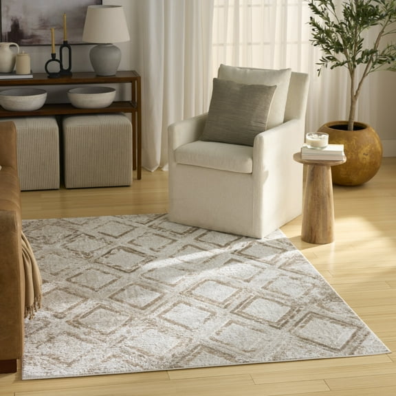 Nourison Dekor 5'3" x 7' Ivory Taupe Modern Indoor Rug