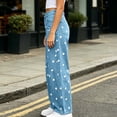 thumbnail image 4 of Curved Leg Denim Jeans Womens Jeans Y2K Polka Dot Print Casual High Waisted Wide Leg Jeans With Pockets Buttons Zipper Casual Stretchy Denim Pants, 4 of 7