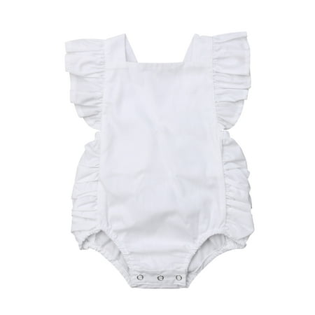 

Musuos Baby Girl Flutter Sleeve Backless Romper Jumpsuit Boho Playsuit Summer Outfit