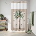 thumbnail image 6 of No Hook Shower Curtain, Palm Trees Shower Curtains for Bathroom with See Through Top Window, Brown Tropical Plants Summer Green Waterproof & Washable Bath Curtain Narrow 54"x78", 6 of 9