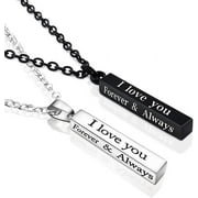 Always and Forever Necklace for Couples Stainless Steel I Love You Engraved Matching Relationship Couples Necklaces for Boyfriend and Girlfriend Him and Her Set