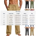 thumbnail image 3 of Mifsaly Cotton Linen Pants for Men Wide Leg Summer Casual Trousers Elastic Waist Drawstring Lightweight Breathable Beach Pant with 4 Pockets M, 3 of 9