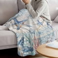 thumbnail image 3 of Coastal Starfish Blanket Soft Cozy Warm Throw Blanket for Couch, Plush Fuzzy Flannel Fleece Blankets for Sofa, Blue Nautical Coral Seashell Wooden Bed Blankets Lightweight Gifts for Women, 50"x80", 3 of 9