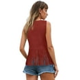 thumbnail image 4 of GEWSEY Women Tassel Vest 70s Hippie Cowgirl Western Suede Rivets Sleeveless Fringe Waistcoat Streetwear Outerwear (Red, S), 4 of 7