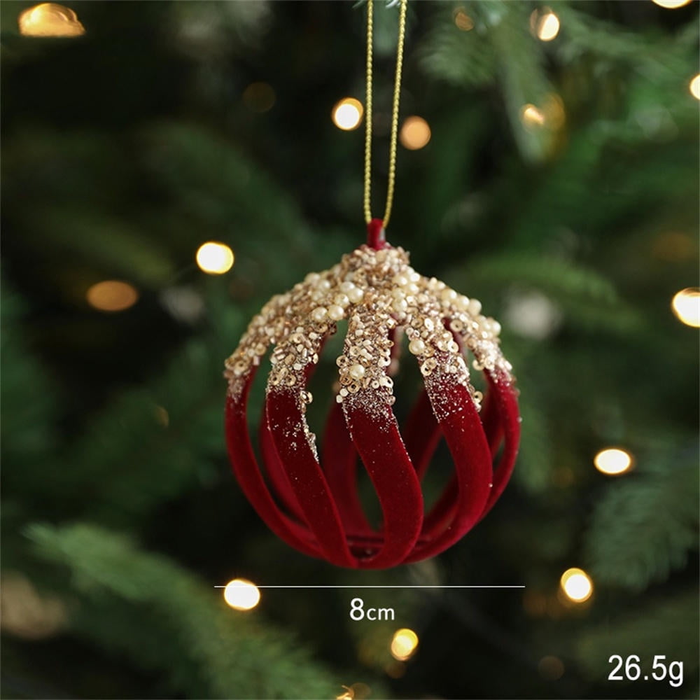 Lot De 28 Boules De Décoration Floquées En Velours Crème Pour Décoration De Sapin De Noël, Décorations De Noël Incassables En Vrac
