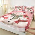 thumbnail image 3 of Manfei Cartoon Christmas Snowman Bed Sheets,Kawaii Cardinal Bird King Sheets,Merry Xmas Sheet Set For Girl Kids,Breathable Home Decor,4-Piece, 3 of 7