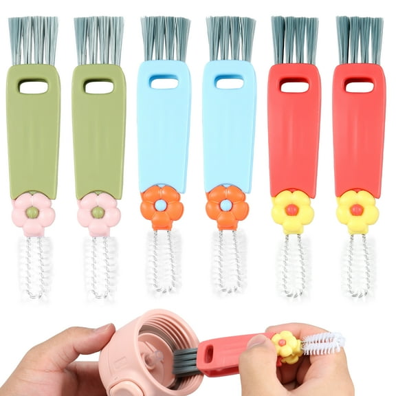 6Pcs Cup Lid Cleaning Brush Multifunctional Bottle Gap Cleaner Brush 180° Rotatable Cup Lid Gap Cleaning Brush Set Hangable Cup Crevice Cleaner Portable 3 Colors Cup Lid Cleaner for Bottle Cleaning