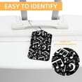 thumbnail image 3 of Square PU Leather Luggage Tags - 2 Pack with Privacy Cover and Stainless Steel Ring - Suitable for Travel, Backpack, Handbag - Suitcase Tags, Travel Tag Musical Notes, 3 of 7