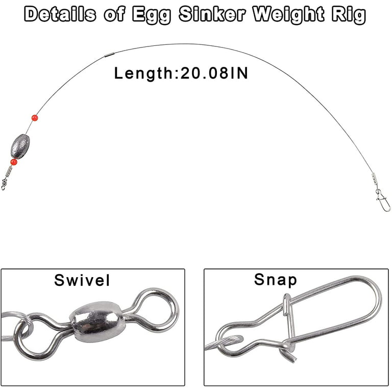 Fishing Egg Sinker Weight Rigs - 4pcs Catfish Rig Ready Rigs with Sinker,  Fishing Swivel and Snap Connector Stainless Steel Fishing Leader Wire for  Trout Flounder and Bottom Fishing 