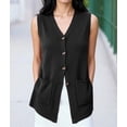 thumbnail image 6 of Womens Sleeveless Sweater Vest Button Black S, 6 of 10