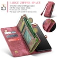 thumbnail image 5 of for Samsung Galaxy S25 Premium PU Leather Folding Case, Multiple Card Slots Design, Wrist Strap Zipper Pocket Kickstand Magnetic Snap, Wireless Charging for Samsung Galaxy S25, Red, 5 of 10