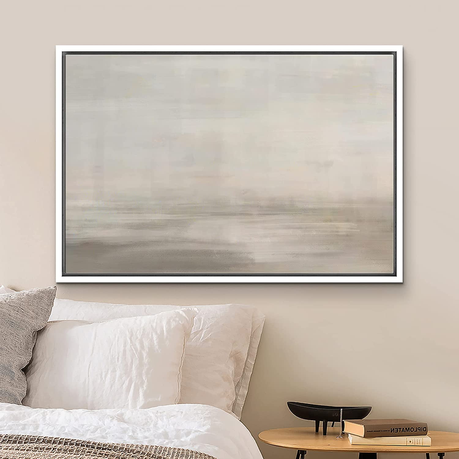 PixonSign Framed Canvas Print Wall Art Grunge Pastel Gray Sky Landscape Abstract Shapes