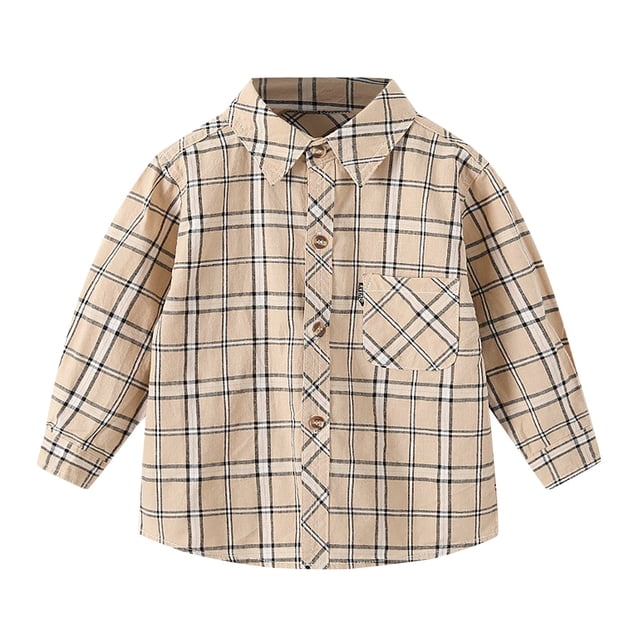 DXOUPM Boys' Long Sleeve Dress Shirts Lapel Button Down Thin Jacket Versatile Fall Clothes