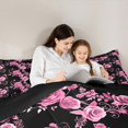 thumbnail image 5 of Manfei Romantic Pink Rose Full Size Comforter Sets, Western Valentines Day Bedding Comforter Set, Teens Adult Men Women Reversible Bedding Sets, Microfiber Bedroom Decor, 3-Piece, 5 of 9
