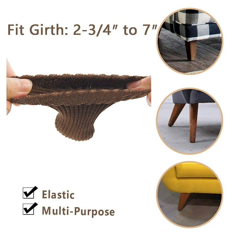24 PCs Knitted Chair Leg Protectors for Hardwood Floors Double Thickness Built in Silicone Non slip with Felt Bottom High Elastic Furniture Feet