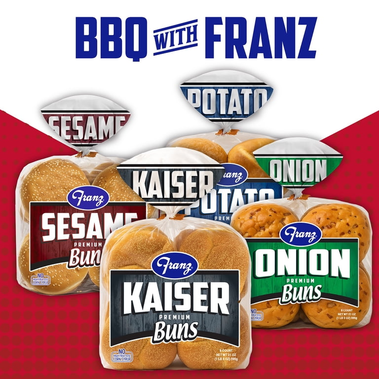 Franz BBQ Kaiser Hamburger Buns, 21 oz, 8 Count - Walmart.com